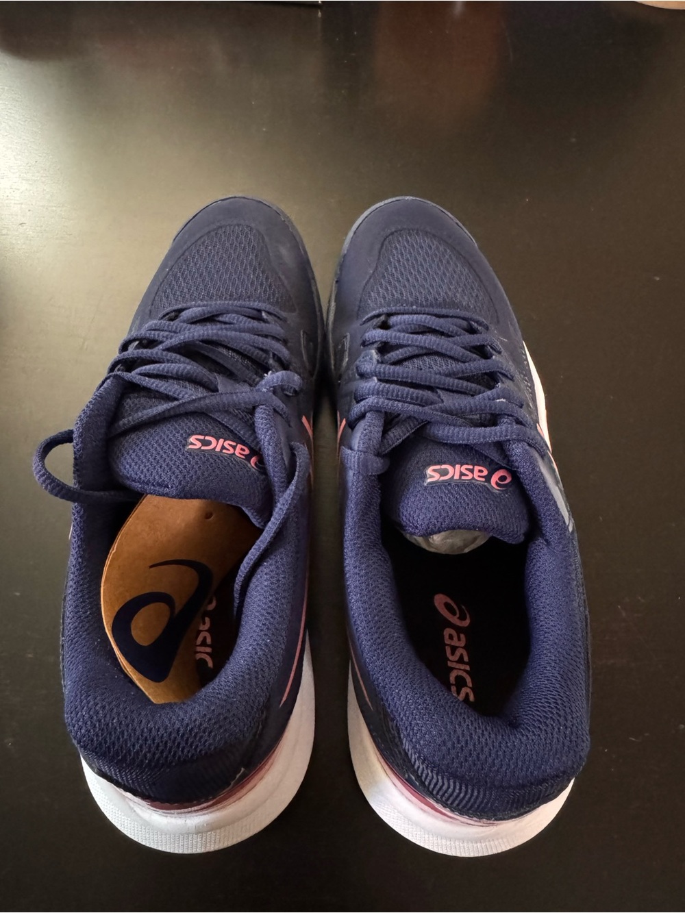 ASICS NWOT Gel Challenger Navy athletic shoes with Coral Logo Accents - Picture 2 of 5